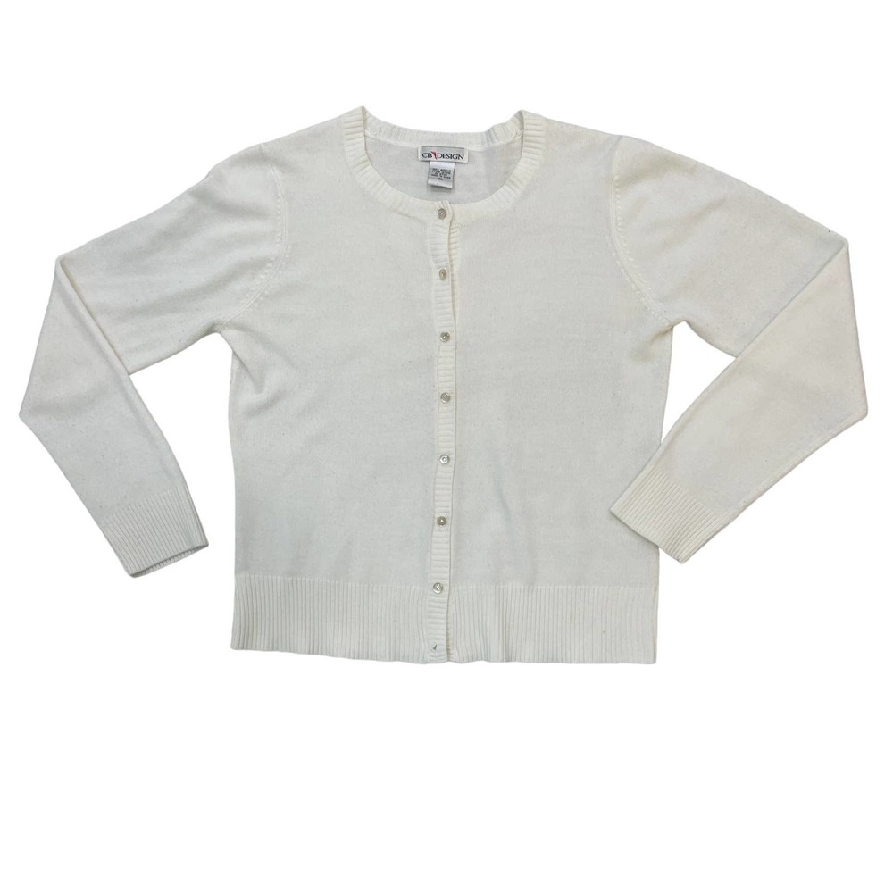CB Design Cream cardigan sweater Size XL Pearl buttons with rhinestones